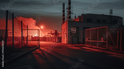 Red Night at the Industrial Plant