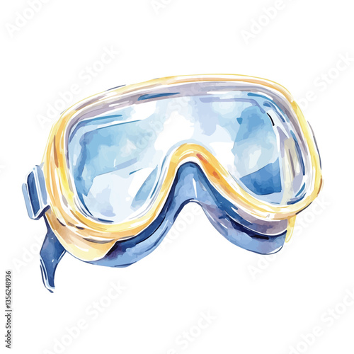 watercolor vector of Safety Goggles, isolated on a white background.