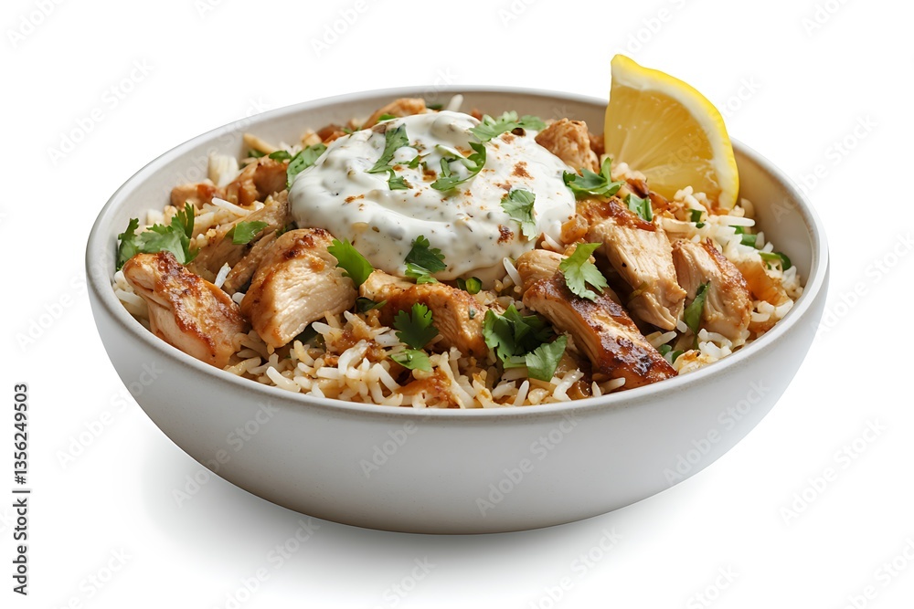 3D Fragrant Chicken Biryani with Raita and Garnish 3D Fragrant Chicken Biryani with Raita and Garnish
