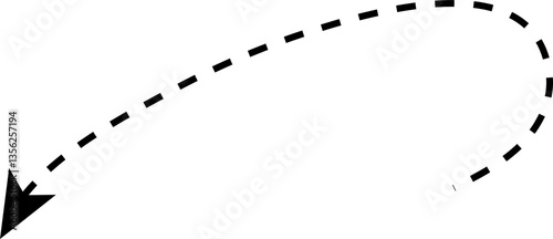Hand drawn dashed arrows set. Direction, way, pointer