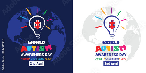 Vector illustration on the theme of World Autism Awareness Day is a global healthcare event celebrated on the 2nd of April every year SUITABLE FOR BACKGROUND, POSTER, STICKER, SOCIAL MEDIA 