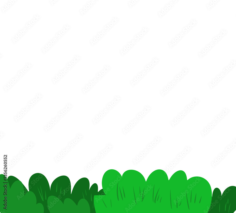 Obraz premium green grass and flowers ilustration cartoon hand draw