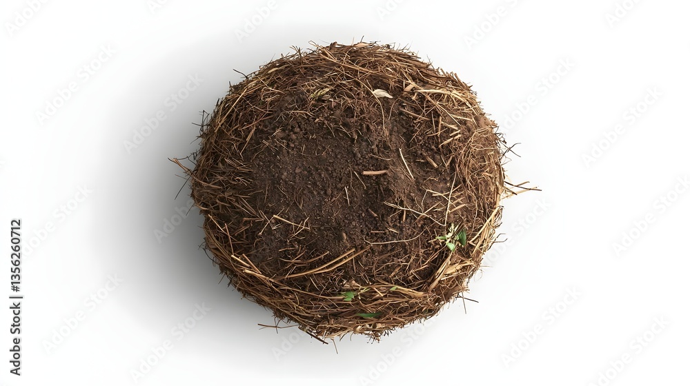 Obraz premium Natural Soil Composition with Organic Material and Fresh Sprouts Isolated on White Background