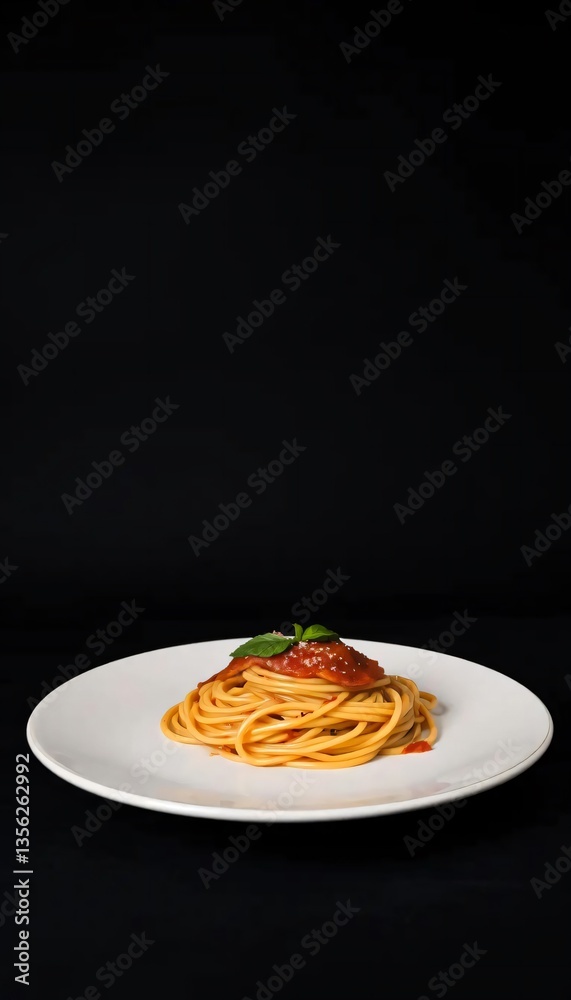 Fototapeta premium Delicious Spaghetti with Tomato Sauce: A Culinary Delight