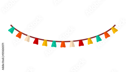 Colorful festive flag garland. Vector pennant isolated on white background. Hanging summer party garland for kids.