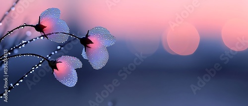 Dewy flowers at dawn
