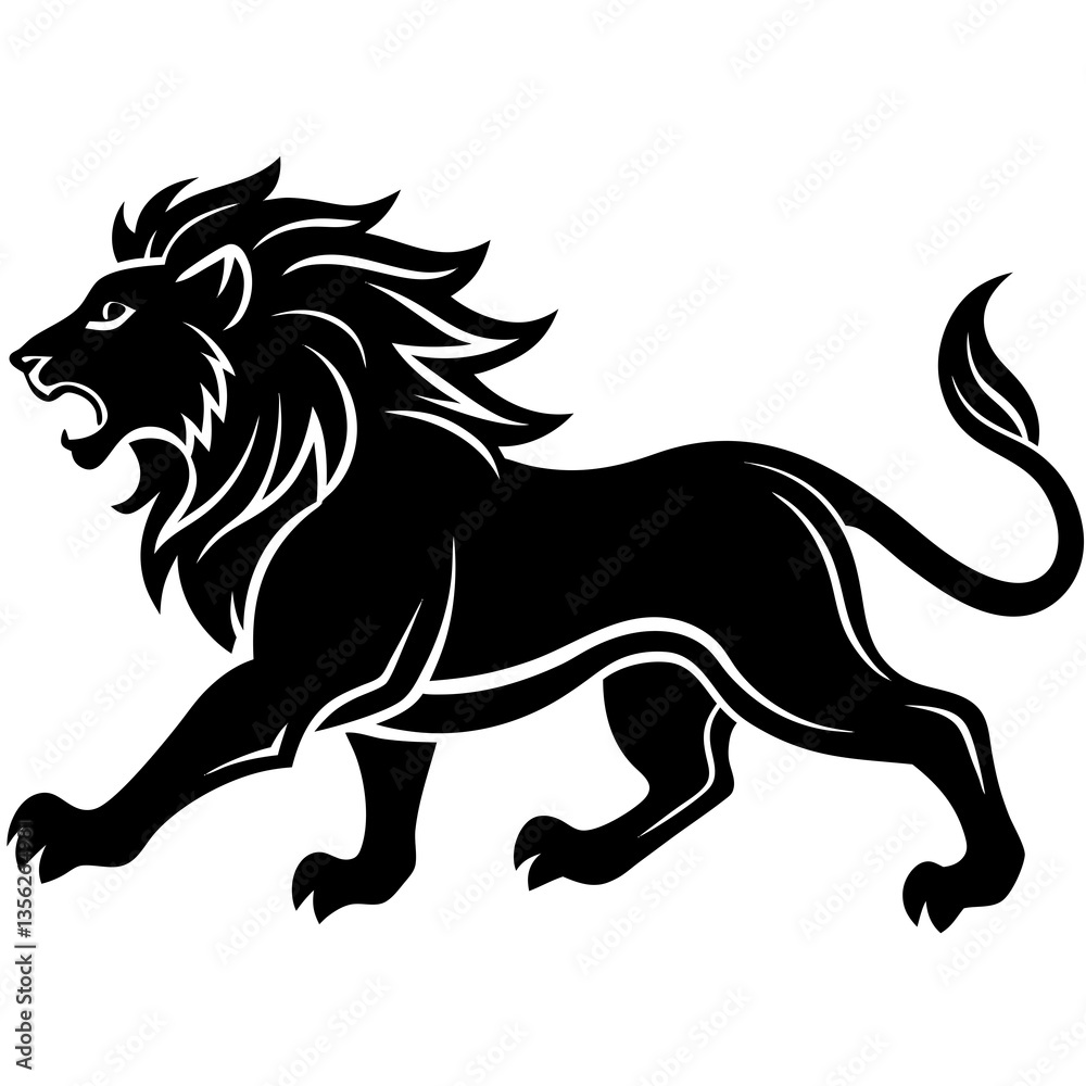 Running lion silhouette vector Running lion silhouette vector