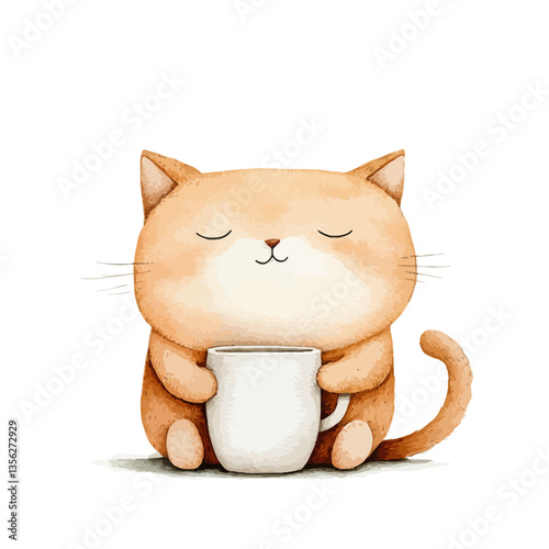 Cat with coffee: a cute cat...