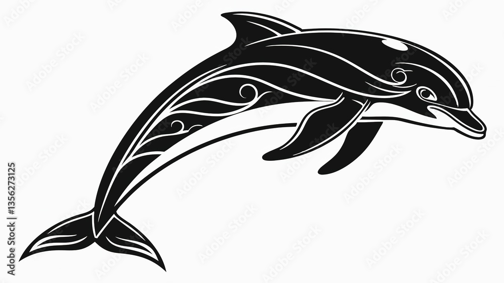 Naklejka premium dolphin vector illustration isolated on ha white or transparent background
