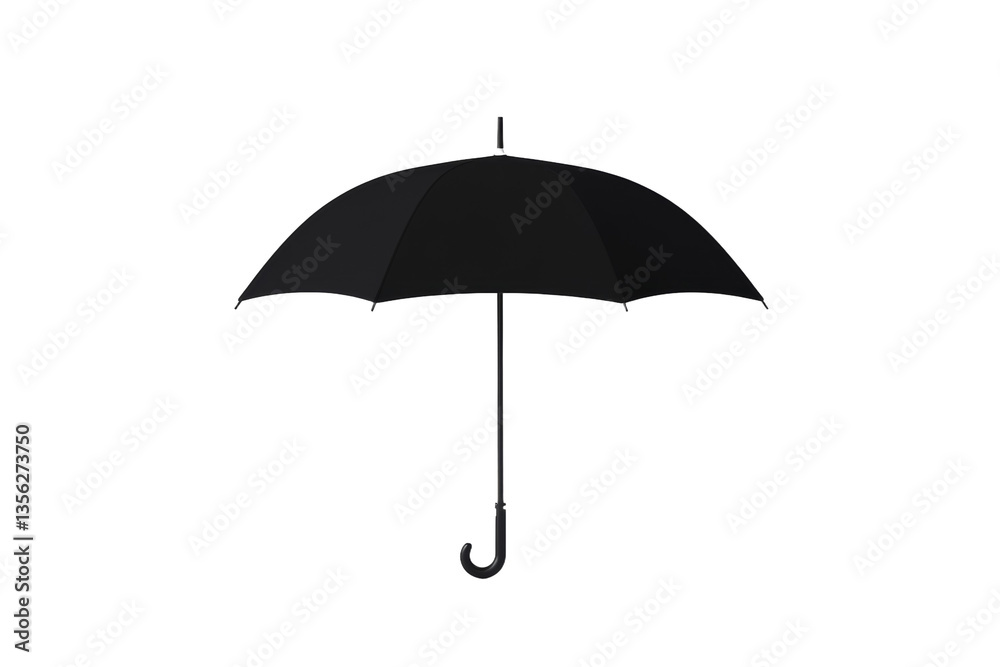 Black umbrella is shown on a white background, isolated Black umbrella is shown on a white background, isolated