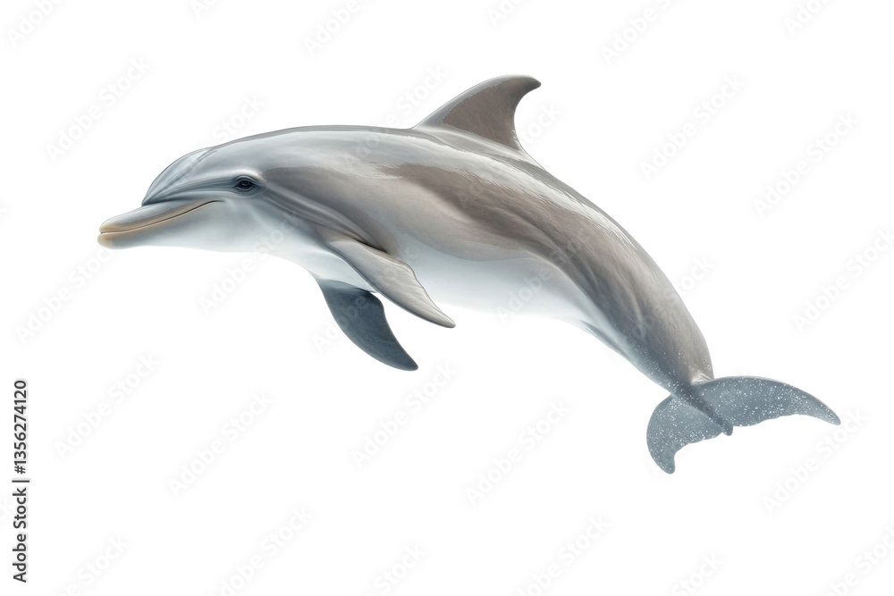 Fototapeta premium Dolphin is flying in the air, isolated