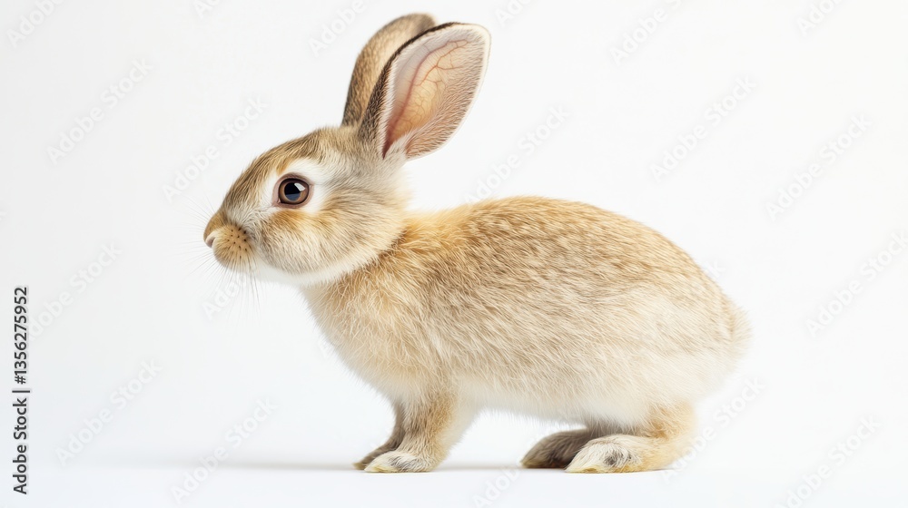 Obraz premium Cute baby rabbit in profile, symbolizing Easter, springtime renewal, pet love, family moments, adorable animals, nature connection, vibrant and playful energy.