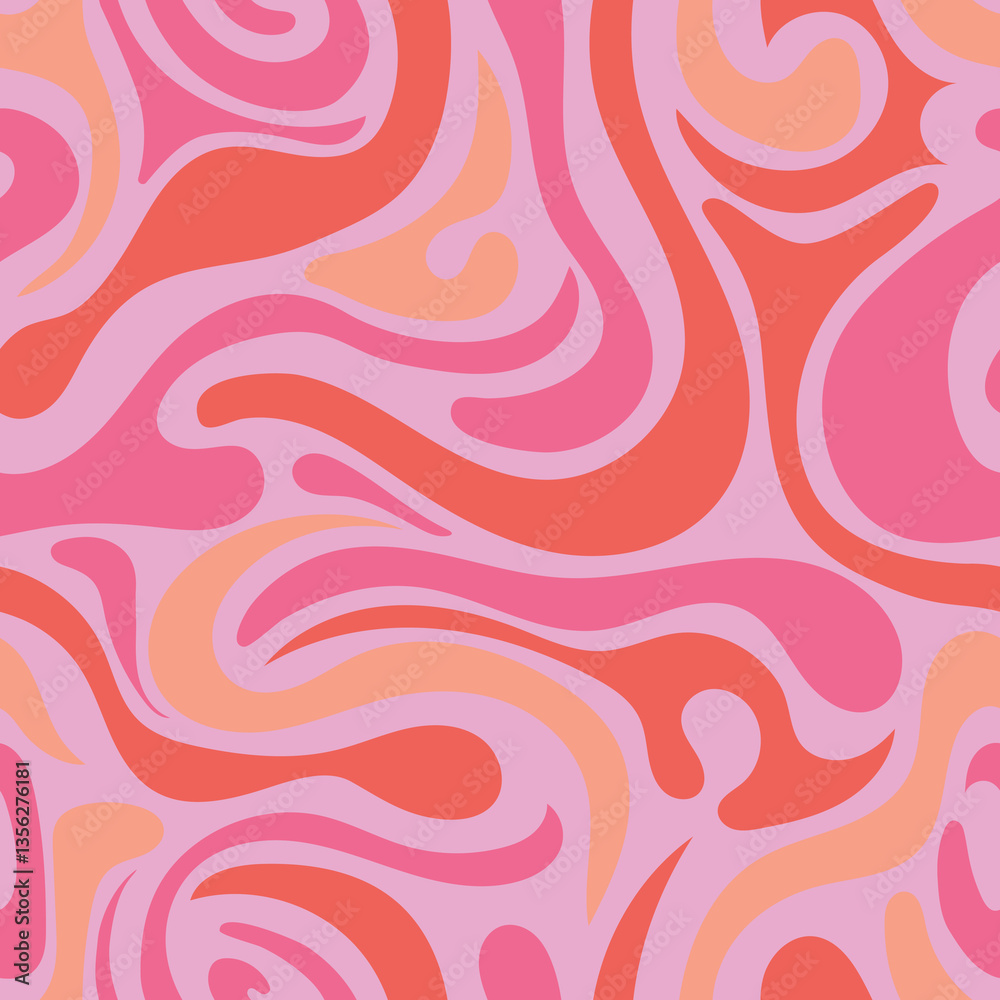 Retro swirls in vibrant pink, orange, and red hues
