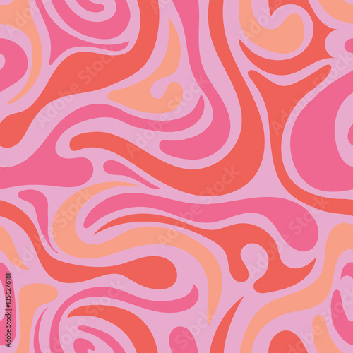 Retro swirls in vibrant pink, orange, and red hues