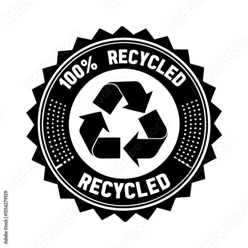 100% recycled label,Premium 100 Recycled label vector,organic bio package, logo, stamp, tag, emblem