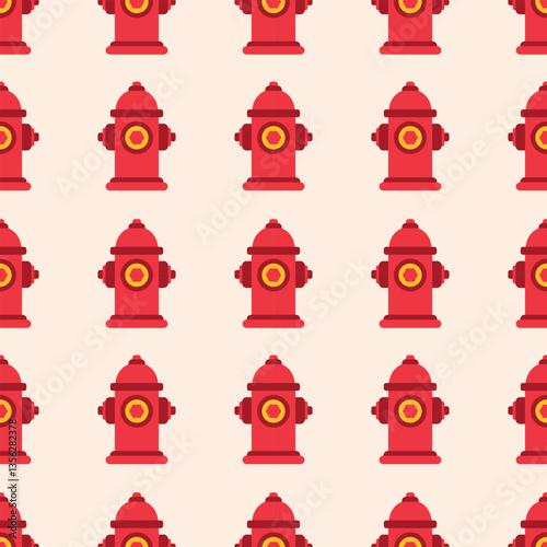 Fire hydrant seamless pattern. Flat vector illustration for background, packaging, cover, wrapping paper