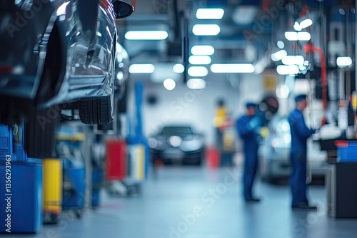 Wallpaper Mural Auto repair shop interior.  Mechanics working on cars Torontodigital.ca