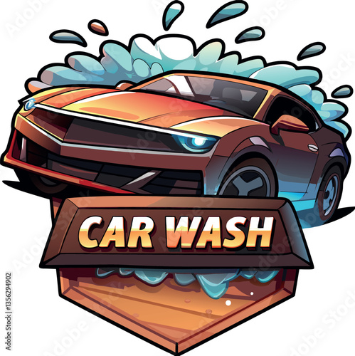 logo per attività di lavaggio auto, car wash 05