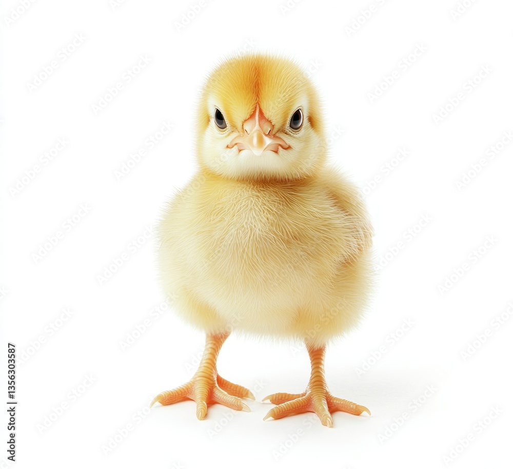 Obraz premium A cute little yellow chick standing on two legs 