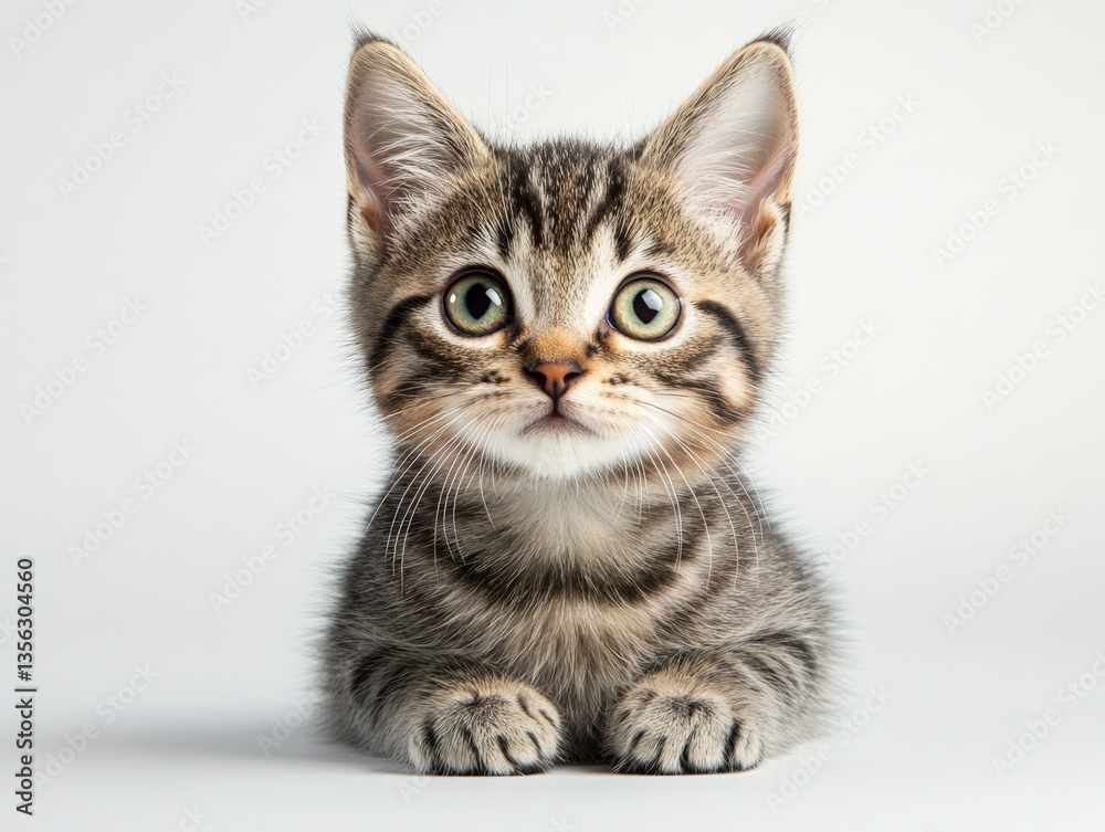 Tabby kitten looking at camera Tabby kitten looking at camera