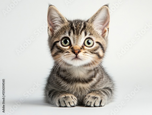 Tabby kitten looking at camera
