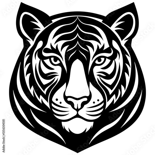 tiger head silhouette vector black outline