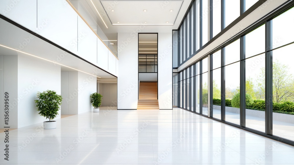 Fototapeta premium Modern office building interior design nongkhanestock architectural photography minimalist style bright environment