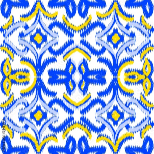 Ethnic abstract ikat art. geometric fabric, seamless pattern.