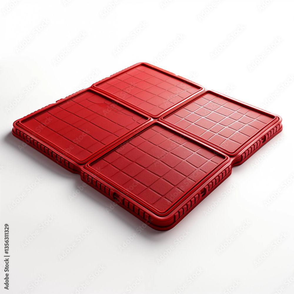 Red Plastic Tile Panels Modular Design Square Grid Pattern Red Plastic Tile Panels Modular Design Square Grid Pattern