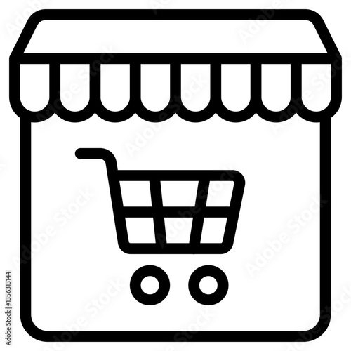 Icon Online Shopping Cart. Editable Stroke