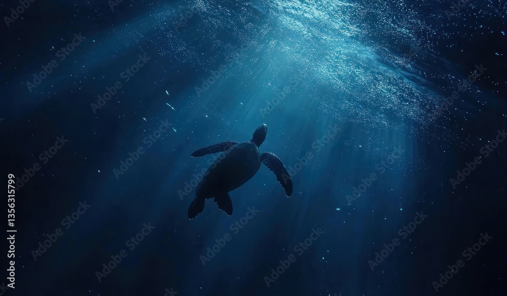 Obraz premium A sea turtle is seen swimming