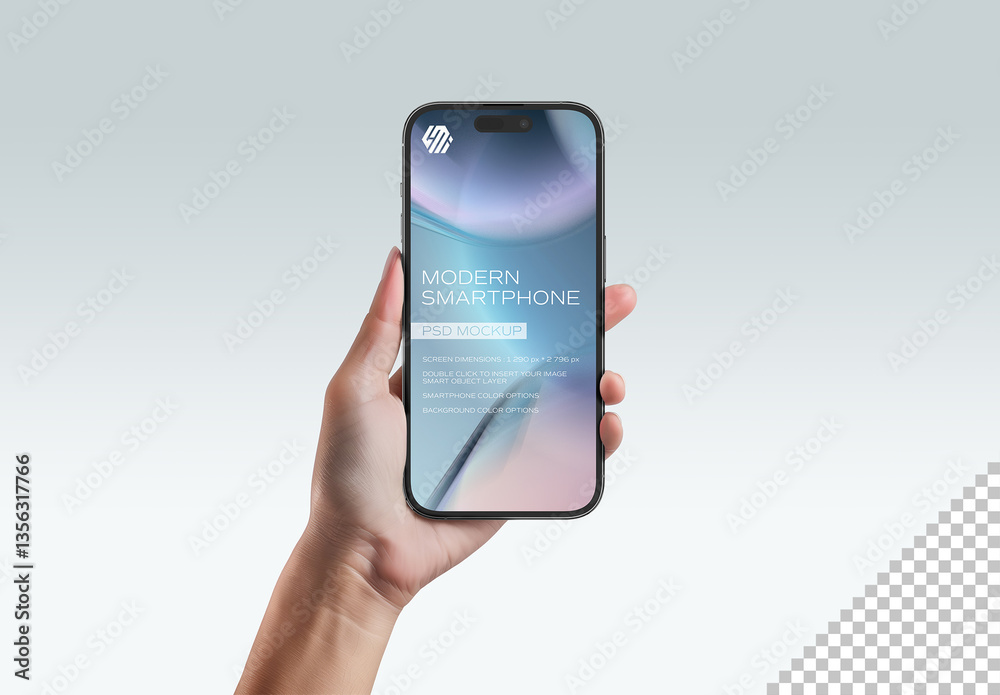 User Hand Holding Isolated Modern Smartphone Mockup Stock Template ...