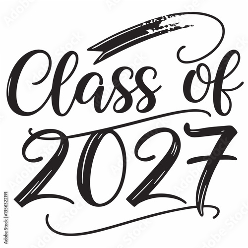 Elegant Brush Script Class of 2027 