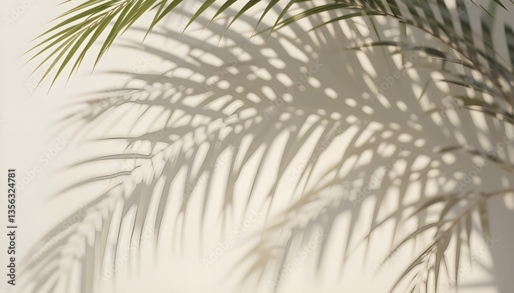 Obraz premium Natural palm branch shadow on transparent background. Tropical palm leaves shadow overlay effect
