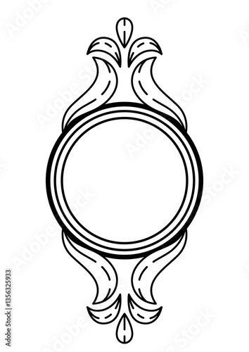 Floral frame in baroque style. Decorative curling plant.