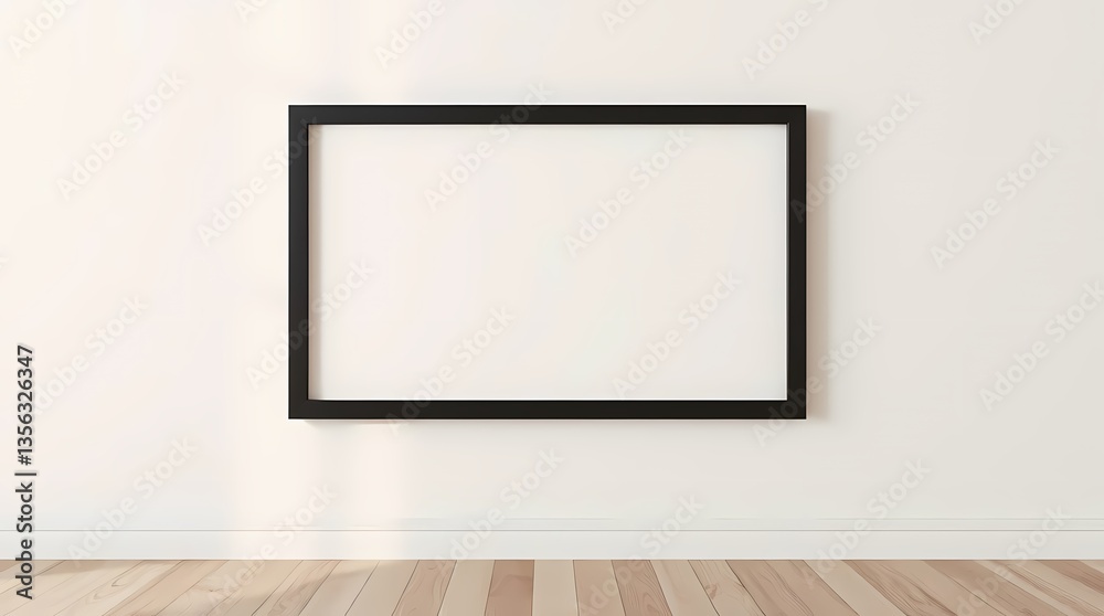 Framed Presentation: A sleek black frame hangs against a clean wall, ready to showcase your art or message. Enhance your visual presentation Framed Presentation: A sleek black frame hangs against a clean wall, ready to showcase your art or message. Enhance your visual presentation