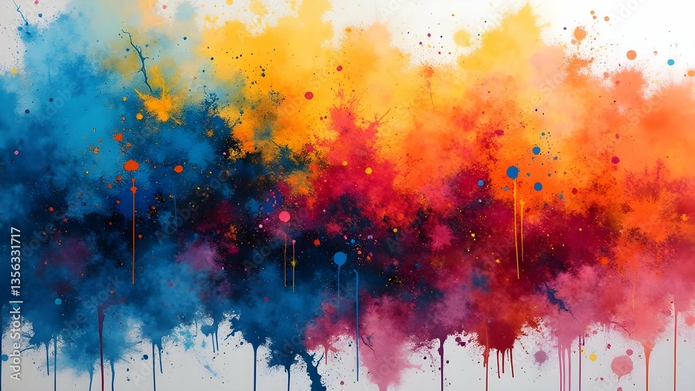 Fototapeta premium Vibrant Watercolor Splatter An Abstract Explosion of Colors