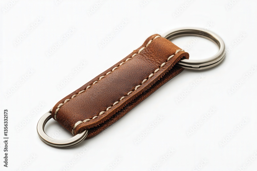 Handcrafted leather keyring with durable stitching. Handcrafted leather keyring with durable stitching.