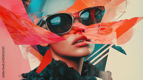 Surreal Digital Collage Combining Traditional Art Elements With Modern Aesthetics in Vibrant Colors. Generative AI
