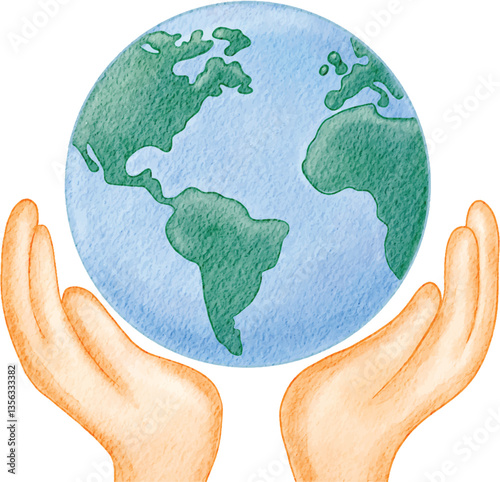 Hands holding Earth, symbolizing care for the planet and sustainability.