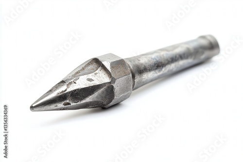 Hand-forged metal spearhead with rustic design.
