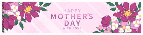 Mother's Day banner. Spring summer floral design. Vector illustration for card, poster, label, template, sale.