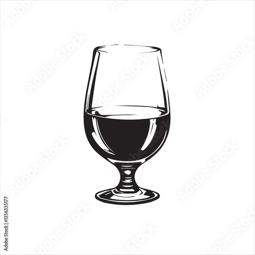 Isolated crystal glasses, some empty, reflecting light as party drinks