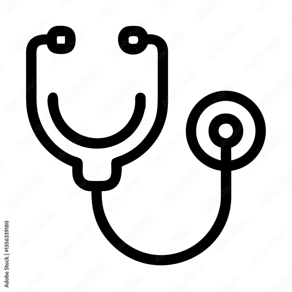 Stethoscope illustration in minimalist style on a white background  