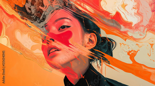 Surreal Digital Collage Merging Vibrant Colors With Traditional Art Elements for a Striking Visual Impact. Generative AI