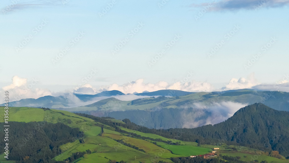 Fototapeta premium Mountain landscape of Sao Miguel island. Azores archipelago.