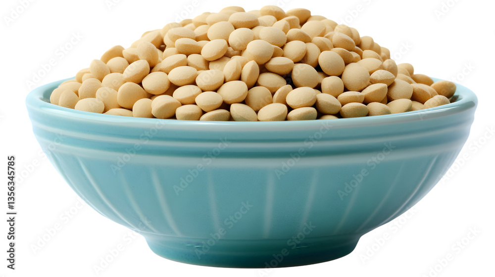 Light yellow nutritional yeast flakes overflowing from an aqua colored bowl Light yellow nutritional yeast flakes overflowing from an aqua colored bowl