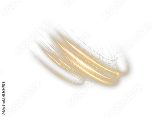 Futuristic golden wave lines with sparkling glows and dynamic motion. Bright neon streaks in abstract style, perfect for luxury, festive, or high-tech energy-themed designs. png