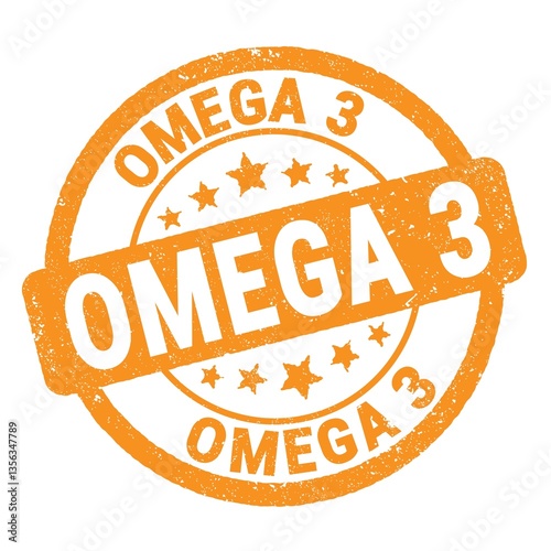 Obraz na płótnie OMEGA 3 text written on orange round stamp sign. w salonie