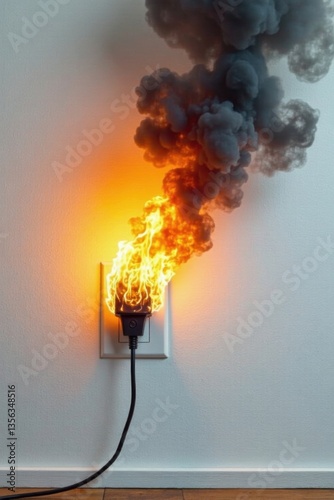 Electrical Outlet Fire Hazard  Burning Electrical Plug and Smoke Emitting from Wall Socket